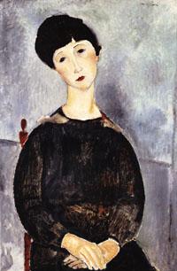 Amedeo Modigliani Yound Seated Girl With Brown Hair